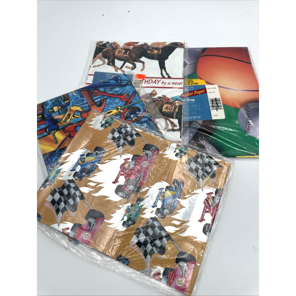 4 Packs Vintage Forget Me Not Gift Wrap Dad Theme